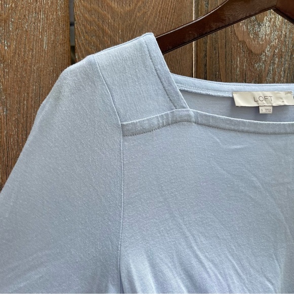 LOFT Women's Light Blue Square Neck 3/4 Ruffle Sleeve 
Top Blouse Size Small - Picture 6 of 9